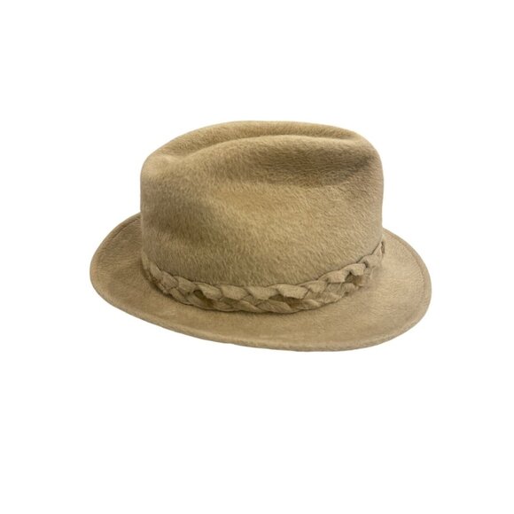 Vintage Biltmore Panda Dry Bone Size 7 Tan Beige Canadian Feather Woven Hat - Picture 3 of 9